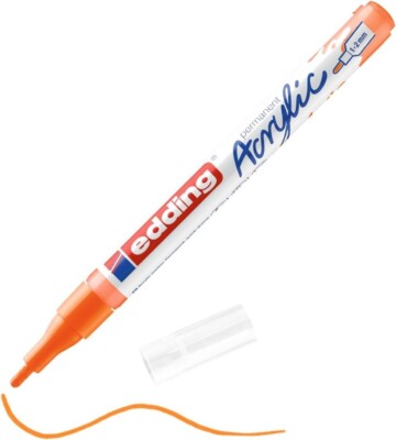 2x edding 5300 Acrylmarker fein neon-orange 1 Acrylstift wasserfest Stein Papier