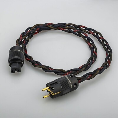 HiFi Audio Amplifier US EU Schuko IEC Power Cable Braid 3Cores OFC Supply Cord