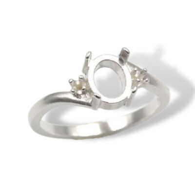 Oval Cabochon Side Accent Ring Mounting