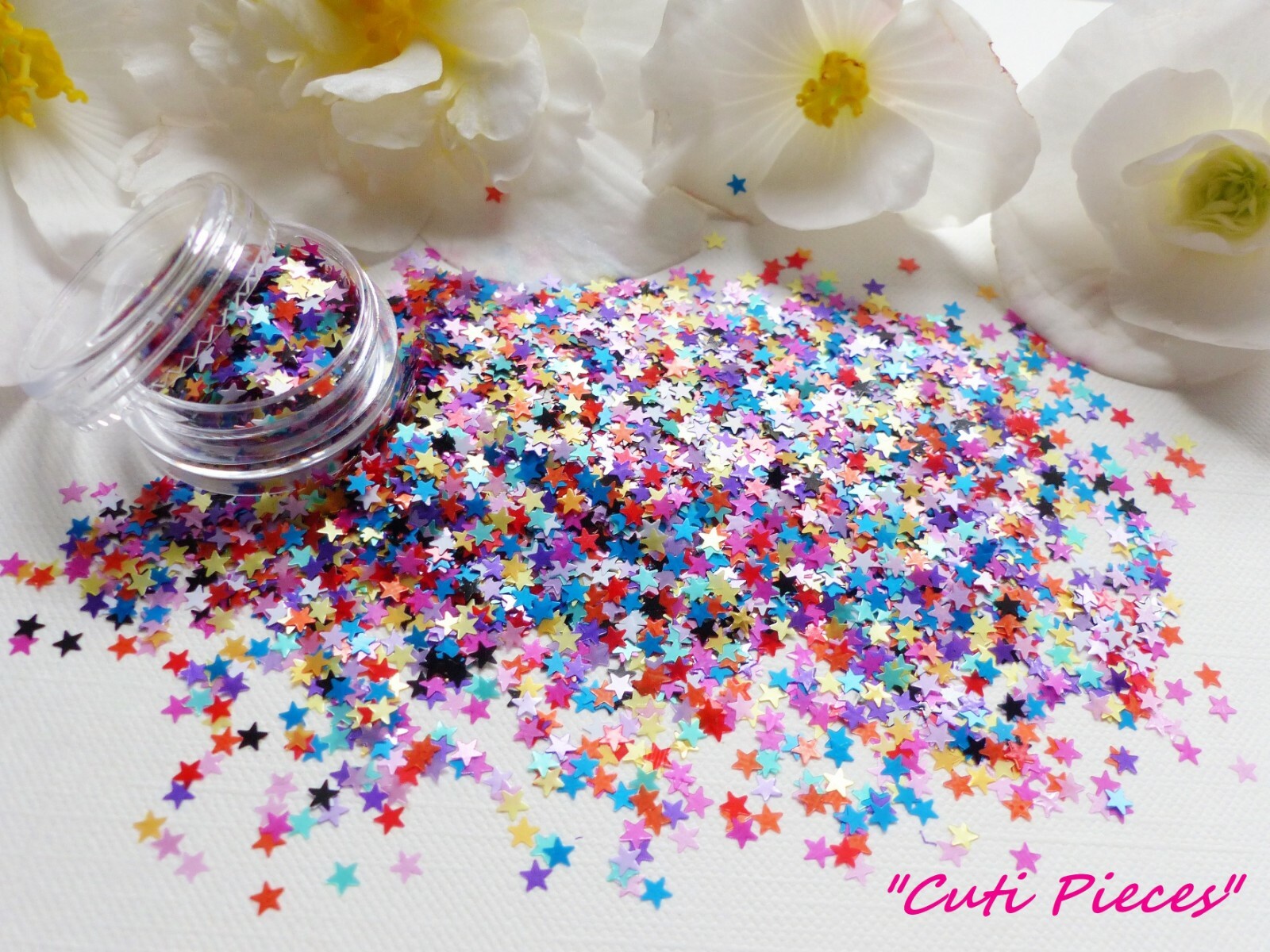 Nail Art Glitter *PearlyStar* Pearlized Matt Star Shapes Spangle Mix ...