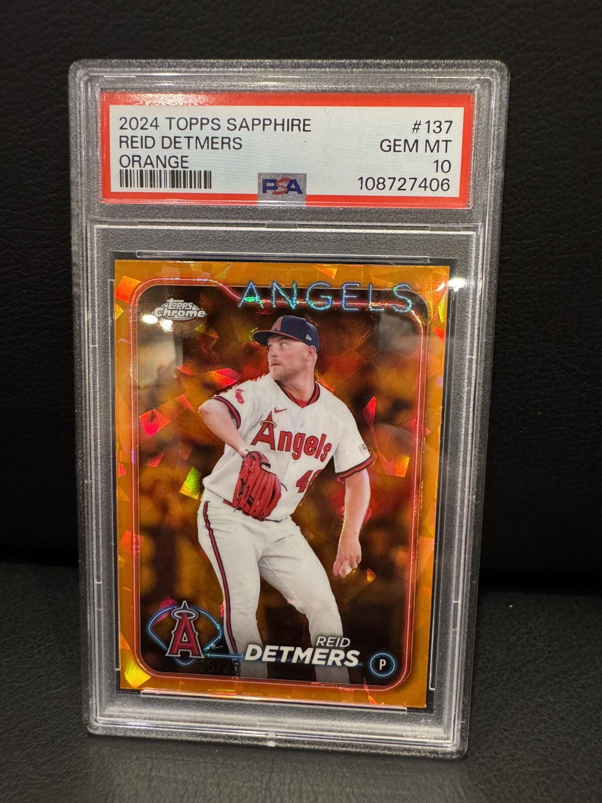 2024 Topps Chrome Sapphire Reid Detmers Orange 25 PSA 10
