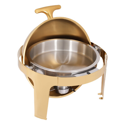 9.51Qt Round Chafing Dish, Stainless Steel Buffet Warmer with Lid Holder