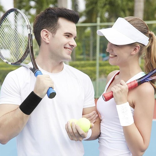 6er Pack 4 Zoll Handgelenk Schweißbänder Tennisbänder saugfähig Schweißband schwarz - Bild 6 von 11