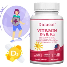 Vitamin D3 2000iu and Vitamin K2 120mcg 60 capsules Vitamin D3 K2
