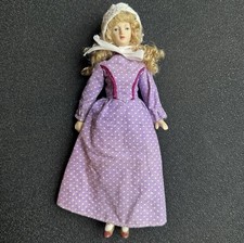 Vintage 8.5 Porcelain Curly Hair Girl Doll Soft Upper Legs - Read