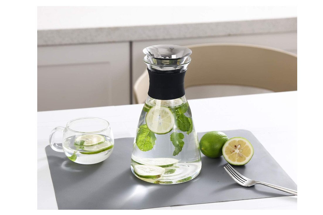 37oz Glass Carafe with Stainless Steel Silicone Filter Lid for Tea