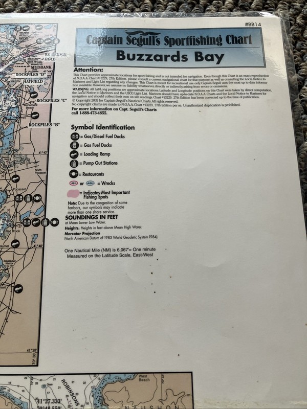 Captain Segulls Sport fishing Chart Buzzards Bay