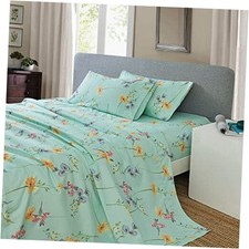 Printed Sheet Set Size, 4 Piece Soft Botanical Microfiber King Green Floral