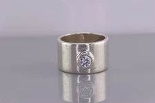 BOMA Sterling Silver Cubic Zirconia Solitaire Cuff Cigar Band Ring 10g 925 Sz: 7