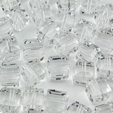 YUEXIGO 200pcs 4mm Cube Crystal Glass Beads for Jewelry 4mm, Transparent
