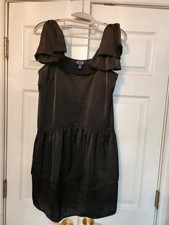 Scoop Black Solid Sleeveless Spaghetti Strap Bow Mini Dress Coquettecore S 4/6 