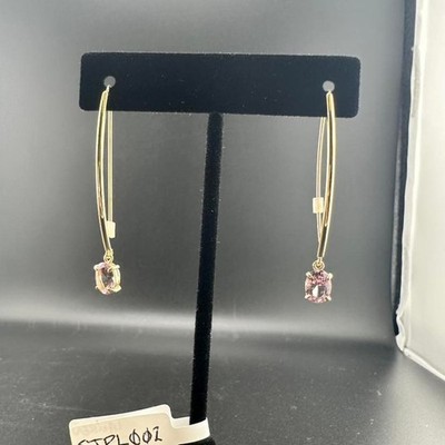 Ralph Lauren costume Gold and pink crystal drop earrings sku SJRL002