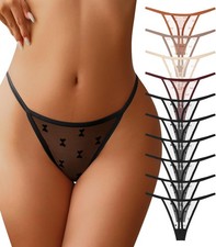 G-String Thongs for Women T-back Lace Hollow Out Low Waist Thongs Breathable