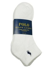Polo Ralph Lauren Men's Athletic 6-Pair Classic Quarter Cut Socks White 6-12.5