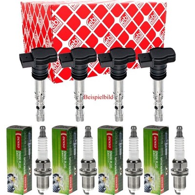 4x FEBI BILSTEIN Zündspule + DENSO Zündkerze für Mitsubishi ASX GA_W_ 2.0i