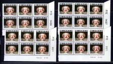 1978 ZIMBABWE GEMSTONE  Mineral 1c MORGANITE STAMP 4 x Corner Blocks of 6 MNH