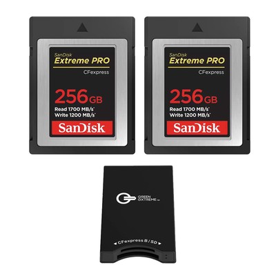 SanDisk Extreme PRO 256GB CFexpress Type-B Memory Card, 2-Pack, with Card Reader