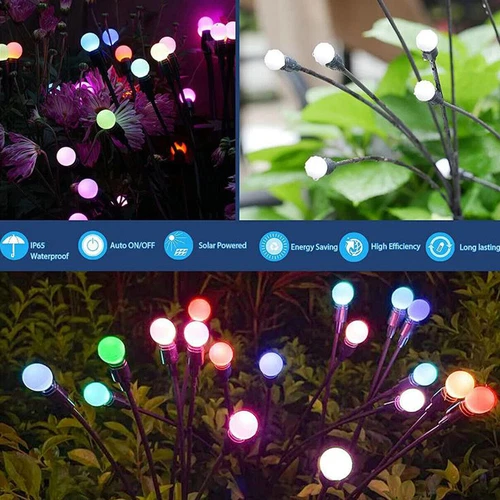 2-8 PCS Swaying LED Solar Powered Garden Lights Outdoor Stake Firefly Patio Lamp - Picture 9 of 33