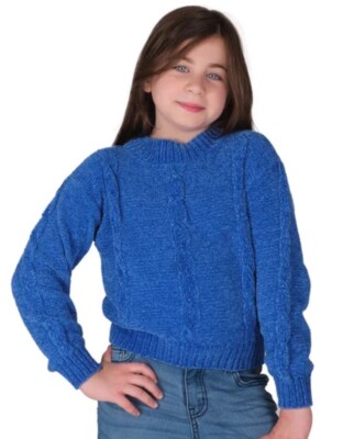 DKNY Youth Chenille Sweater, Blue, Size M (10/12) UK