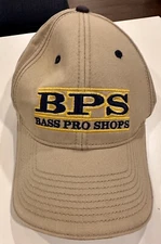 Fish Bass Pro Shop BPS Hat Adjustable Strap Beige Baseball Hat Cap Men Women Tan