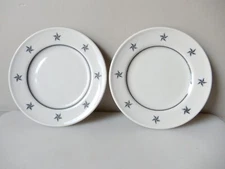 HTF United States Lines Gray Stars 6 1/2" Bread Plates Lamberton Sterling TWO (2