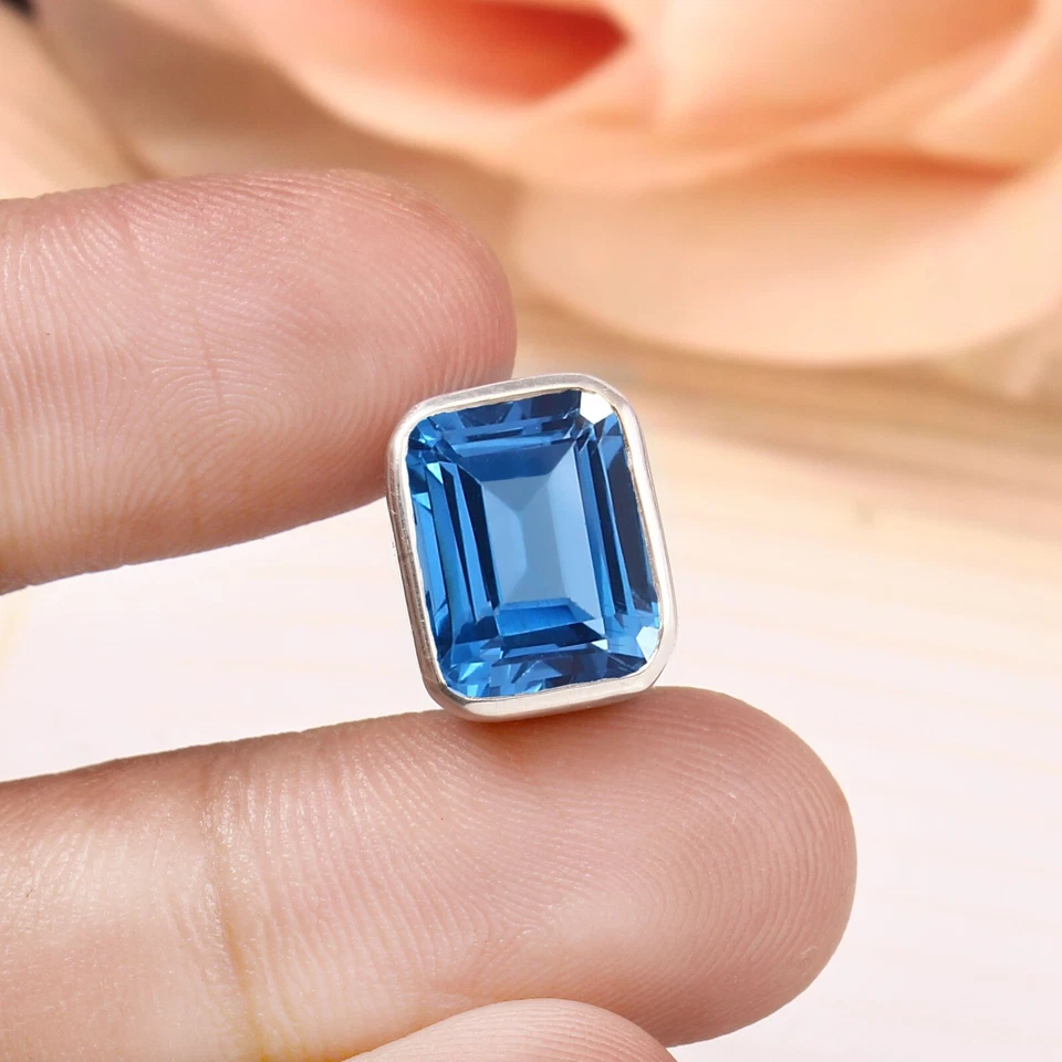 AAA Naturale Ceylon Blu Spinello Gemma 925 Pendente Argento Fidanzamento Regali - Immagine 3 di 4