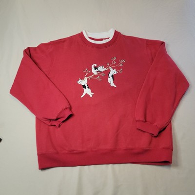 Vintage Classic Elements Womens Red Long Sleeve Pullover Sweatshirt Size Medium