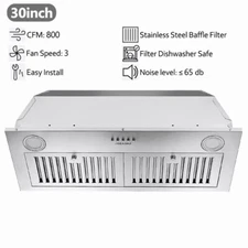 30" Built-In Range Hood 800CFM Kitchen Insert Stove Vent 3-Speed Fan w/LEDs New