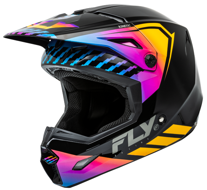 FLY Kinetic Menace Black/Sunrise MX Helmet Adult Mens Motocross Off-Road Enduro