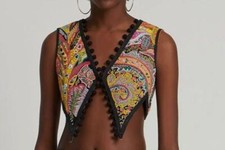 $3980 Etro Women's Gold Multi Embroidered Vest Waistcoat Jacket Size It 38/us 2