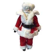 Santa Claus Porcelain Face Figure Doll Christmas Decoration Stand Taiwan ROC Vtg