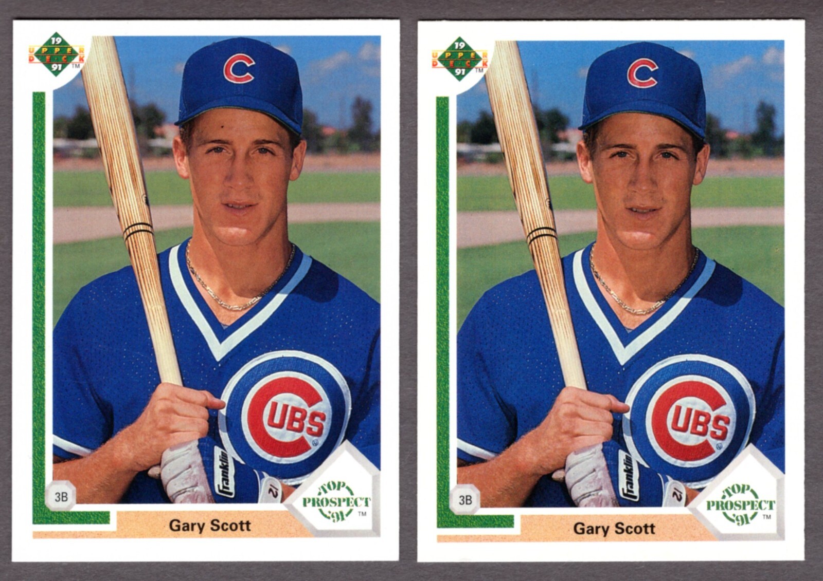 (2) 1991 UPPER DECK TOP PROSPECT GARY SCOTT ROOKIE CARD #58 LOT  **NM-MT**