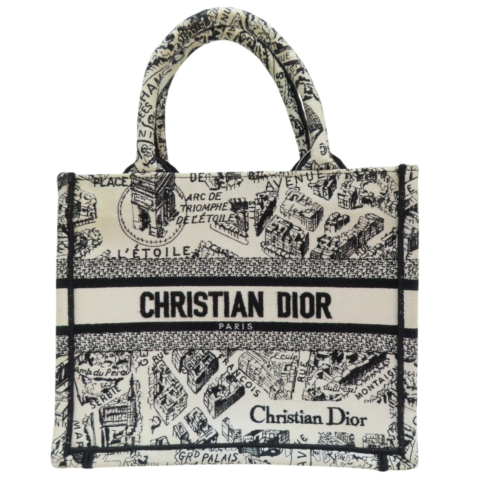 Petit sac fourre tout DIOR livre broderie toile blanc noir (odeur parfum)