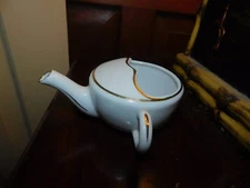 ANTIQUE MARKED FOREIGN PORCELAIN CERAMIC GOLD DECORATED INVALID FEEDER PAP