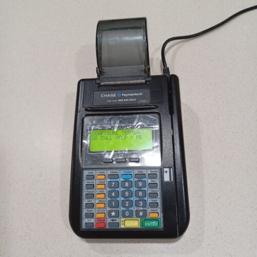 Hypercom T7Plus Chase Paymentech Credit Card Terminal w/ Power Supply. Pre-owned - Picture 1 of 6