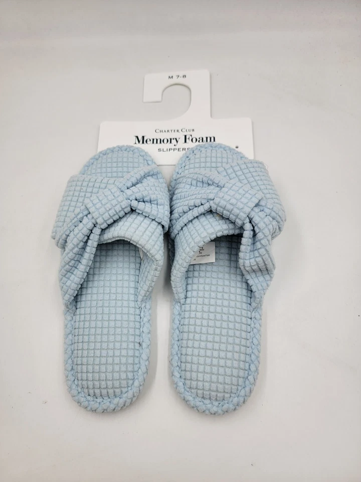 Zapatillas Charter Club con textura nudo para mujer M 7-8 azul cristalino EE. UU. sin cordones Foto 2 de 4