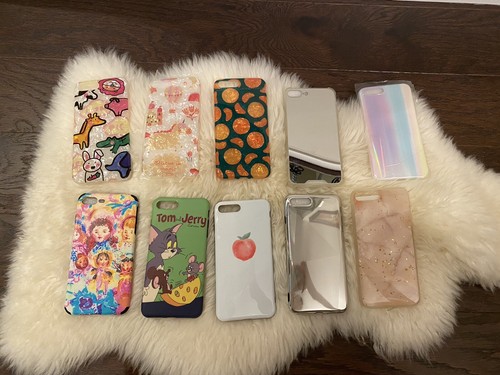 Cutest iphone 7 plus case bundle Animal Print Painting Monet Style Fruit Tom&Jry