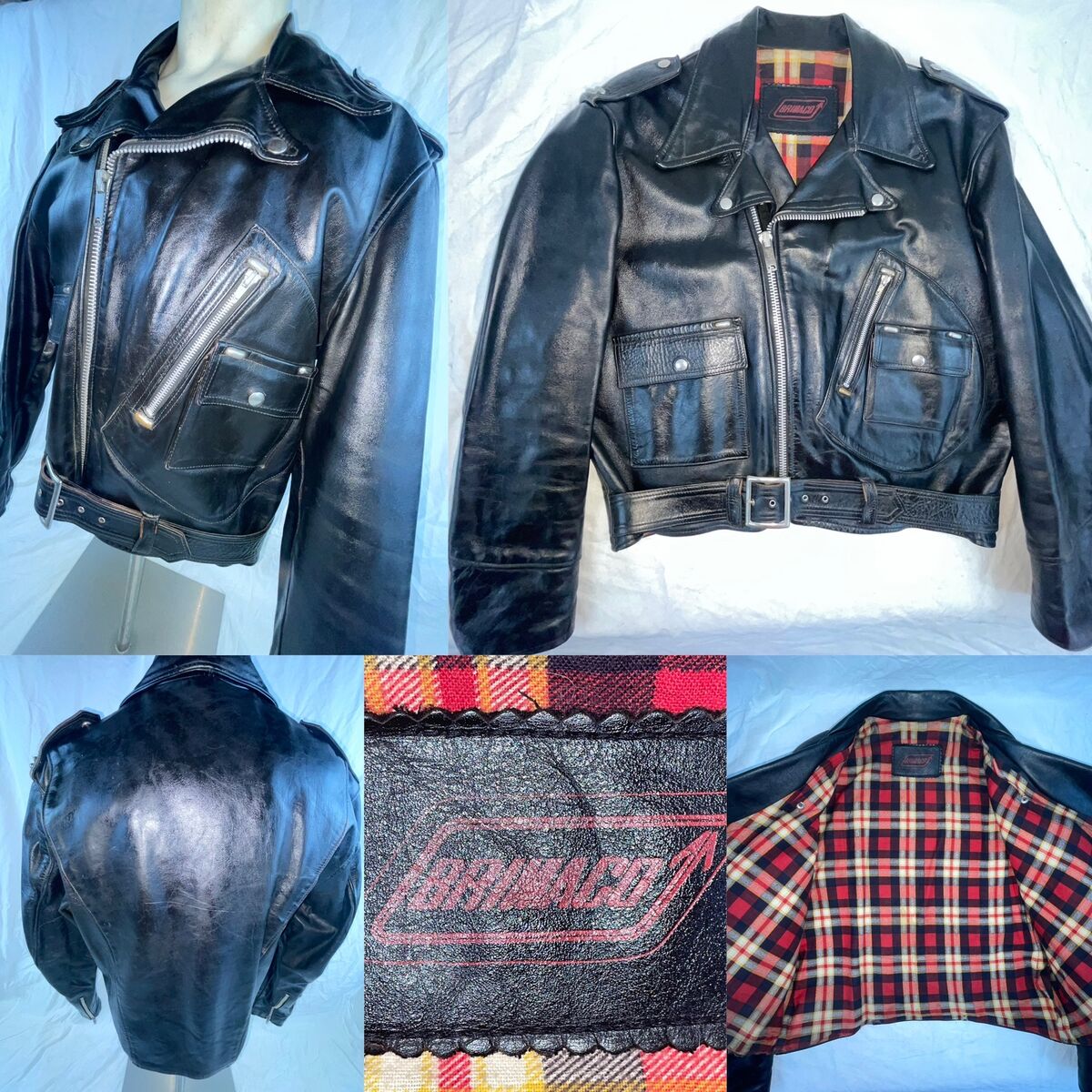VTG 60S 70S MENS L BRIMACO D POCKET PLAID LINED LEATHER VTG 60S 70S MENS L BRIMACO D POCKET PLAID LINED LEATHER