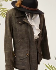 Joules Field Coat Jacket 10 Dark Green Tweed Country
