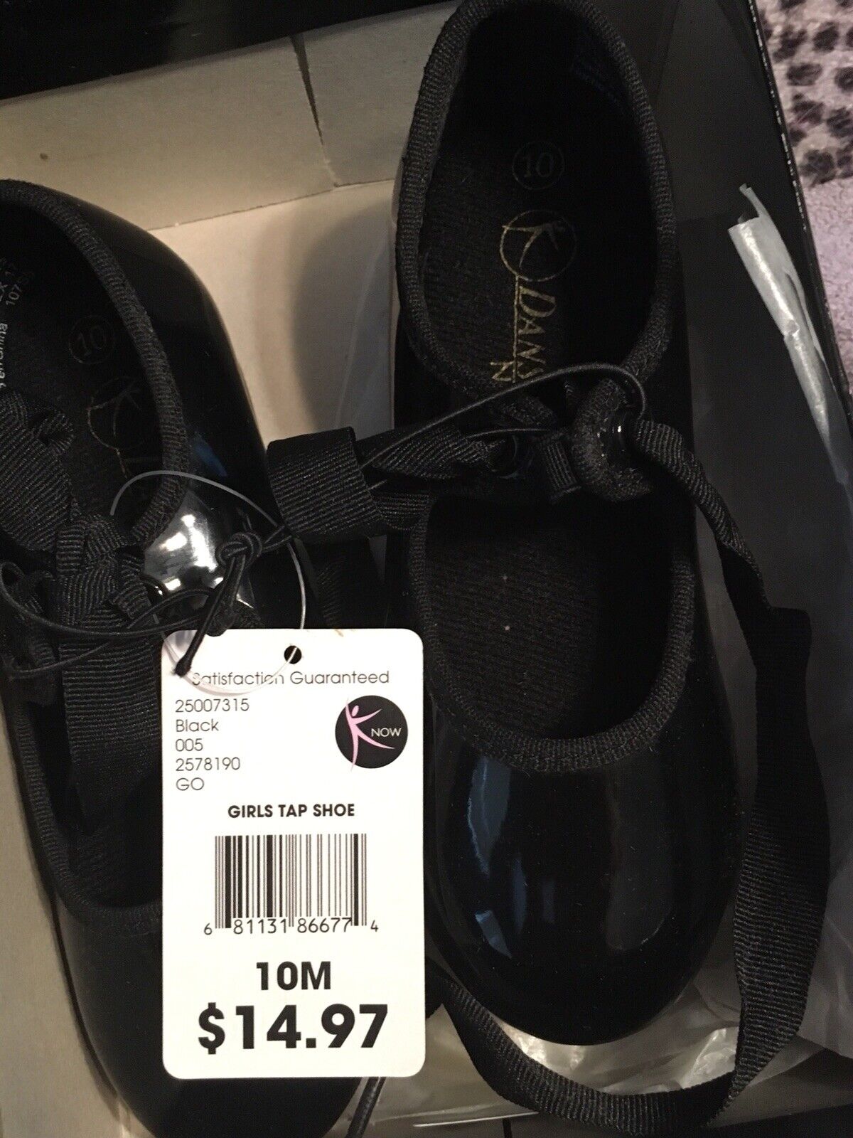 DANSKIN NOW Girls Size 10M Black Tap Shoes -NEW!!