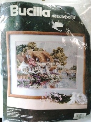 Bucilla Needlepoint Riverbank Cottage Cross Stitch Kit