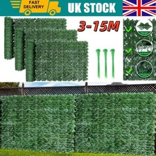 3-15M Roll Artificial Hedge Garden Fake Ivy Leaf Privacy Fence Screening Wall UK