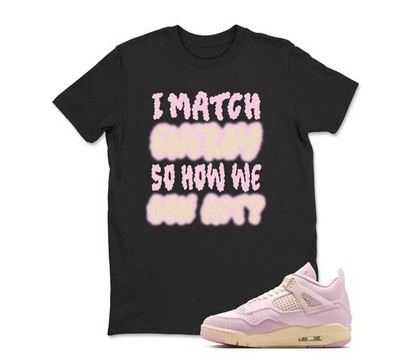 I Match Sneaker Shirt White to Match JD 4 Iced Carmine -BLACK/WHITE