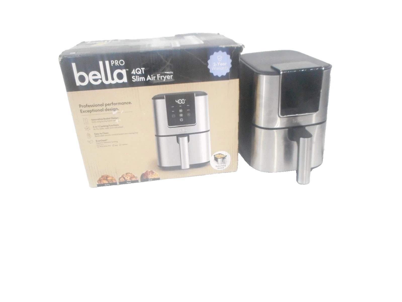 bella PRO - 4-qt. Touchscreen Slim Air Fryer-SILVER/ USED