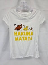 Disney The Lion King Hakuna Matata White Graphic T-Shirt Simba Pumbaa Timon L