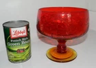 Blenko Glass Co. #629s Crackle Tangerine Bowl