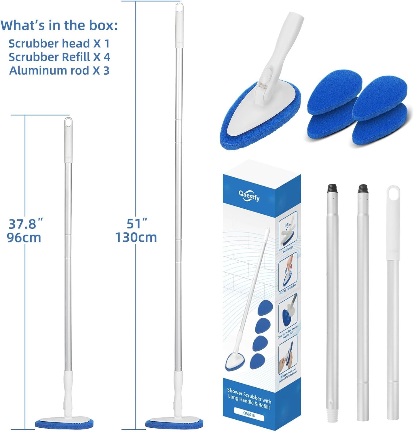 Versatile Scrub Brush for Showers, Sinks, and Floors with Long Handle