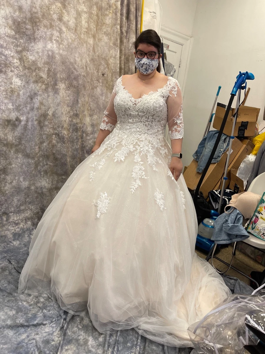 A-Line 3/4 Sleeve Plus Wedding Dresses for sale | eBay
