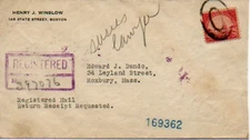 Massachusetts (Terminal Sta.) Boston Registered 1929 violet double ring  1918-19