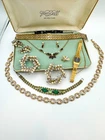 Vintage Costume Jewelry Lot Rhinestone Brooch Bracelet Necklace Watch Pearls Mid